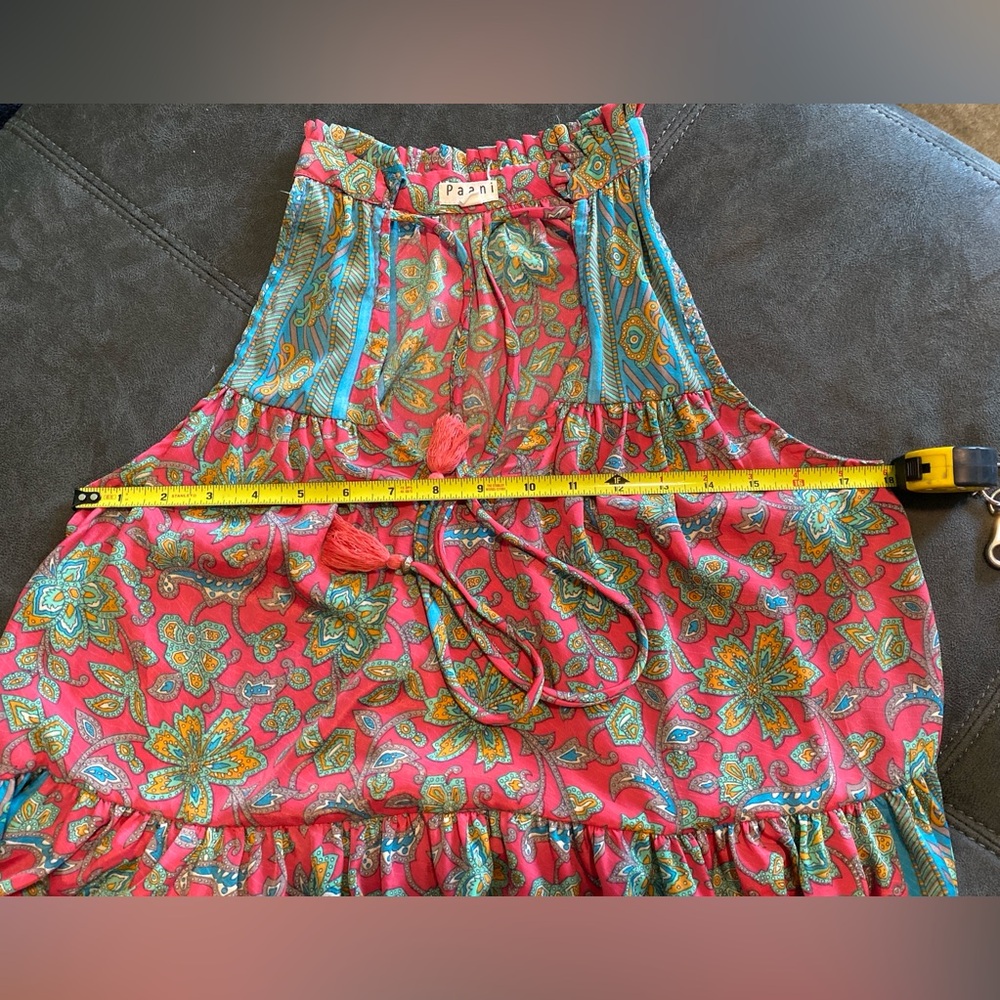 Paani Floral Sleeveless Maxi Dress Multicolor silky Boho small - Picture 6 of 8